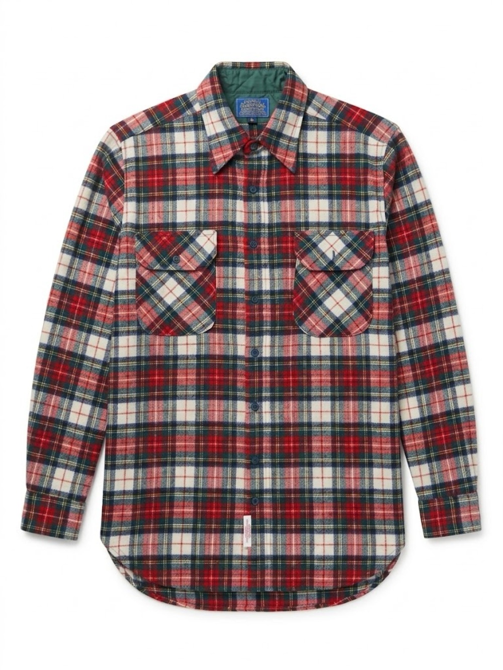 Vintage Pendleton 100% Wool Read Green Plaid Tartan long Sleeve Button Down M